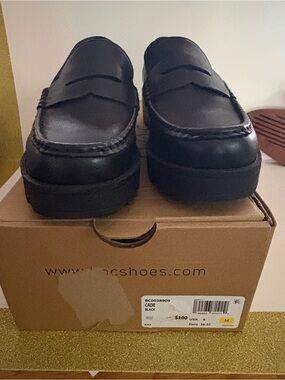 b.o.c. Black Leather‎ Penny Loafers with Platform Sole